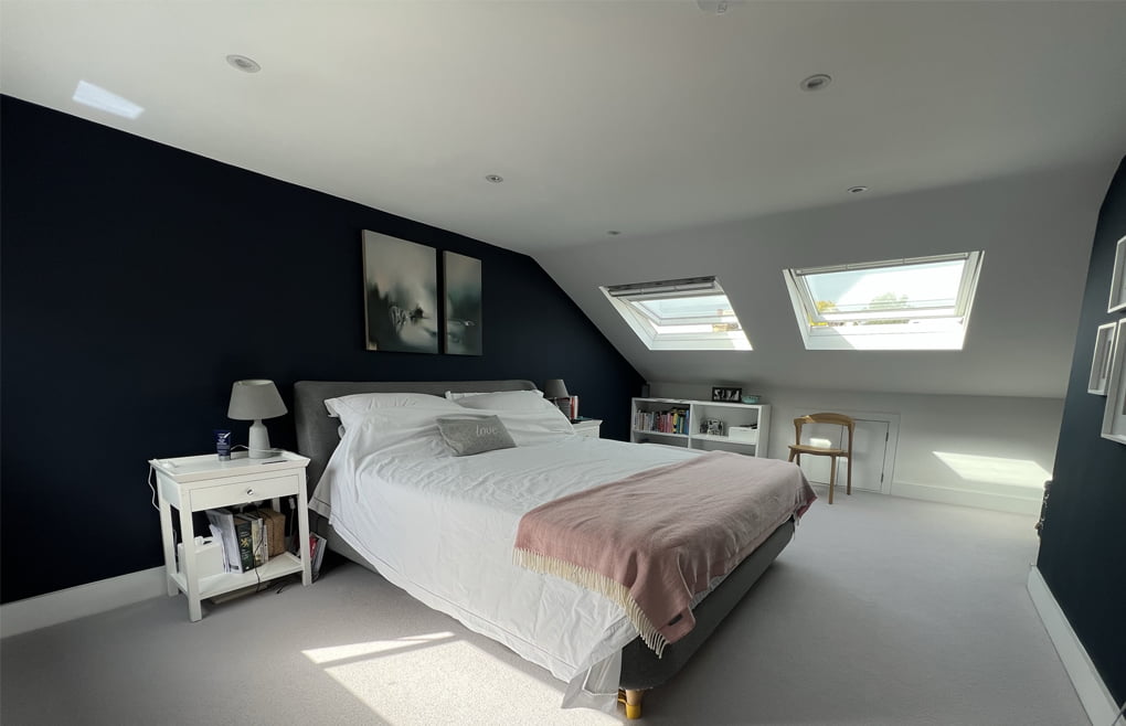 Converted loft with two roof windows