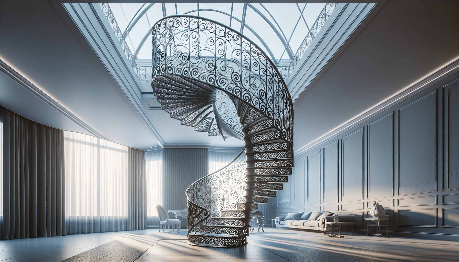Space-saving spiral staircase for loft conversion