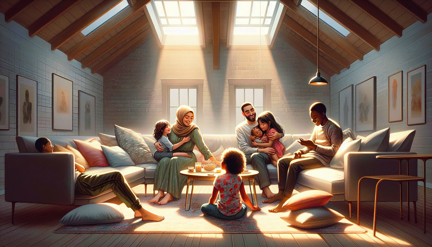 Illustration of a family enjoying the additional living space created by a loft extension